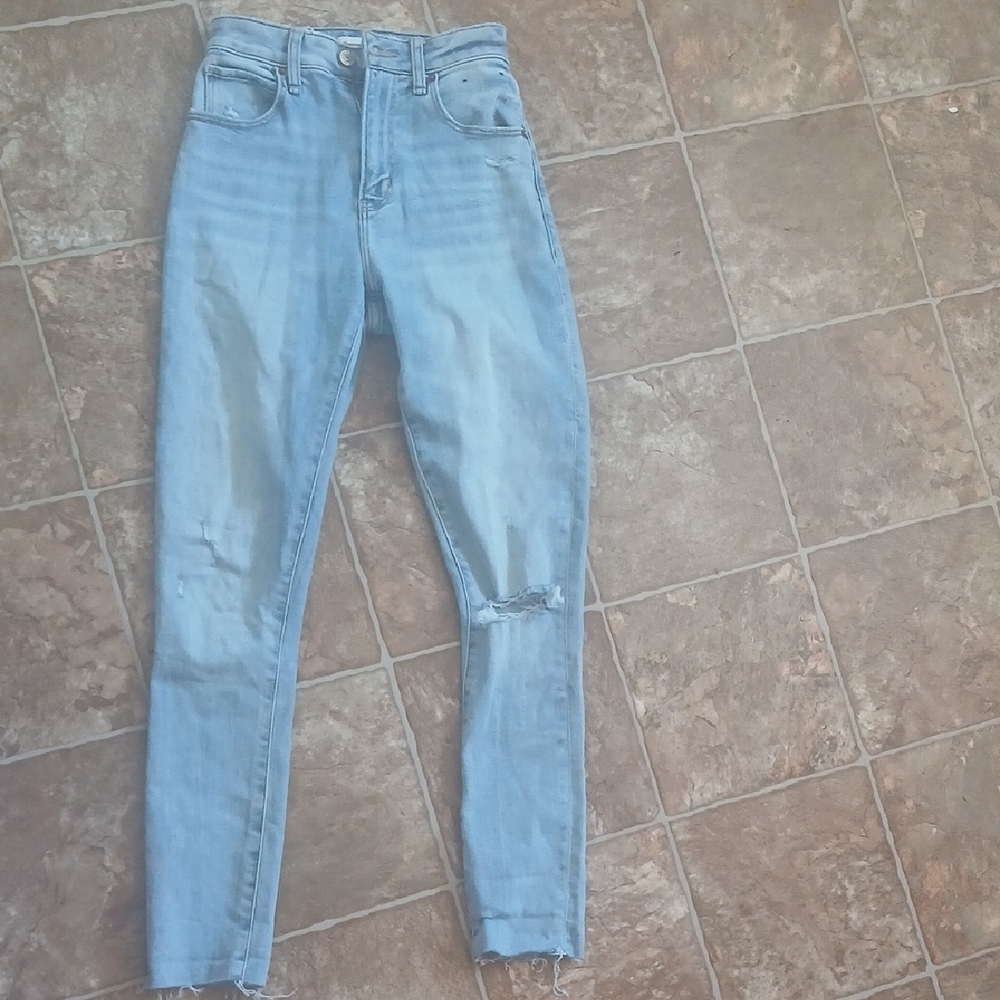 GUC A&F Curve Love Distressed The Super Skinny Ankle High Rise Size 000L/23 Jean